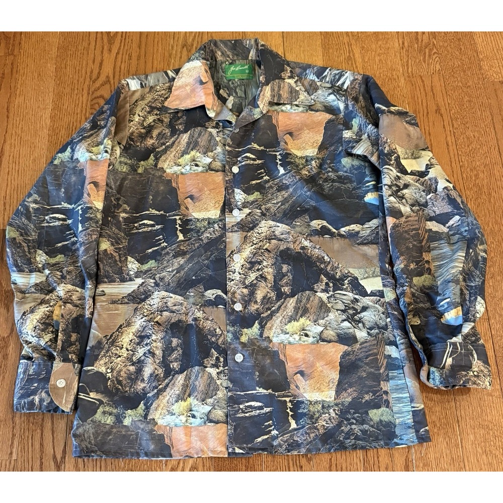 joe namath arrow M LS Rocks & Waves Print Casual Studio 54 Button Front Shirt
